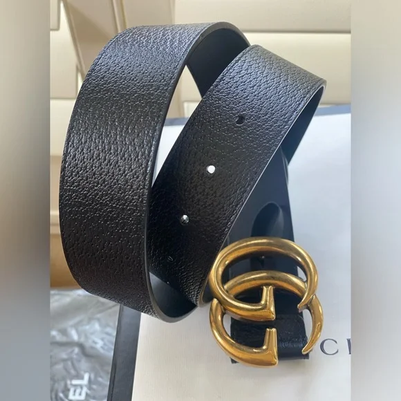 Gucci Calfskin Double G 40mm Belt 85 34 Black - Picture 4 of 8